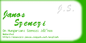 janos szenczi business card